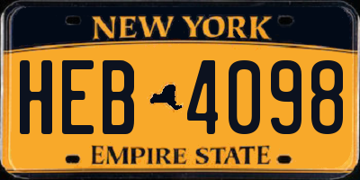 NY license plate HEB4098