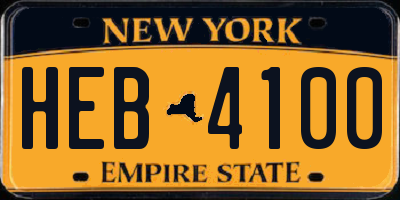 NY license plate HEB4100