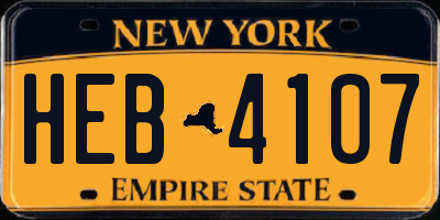 NY license plate HEB4107