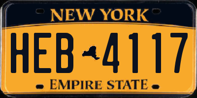 NY license plate HEB4117