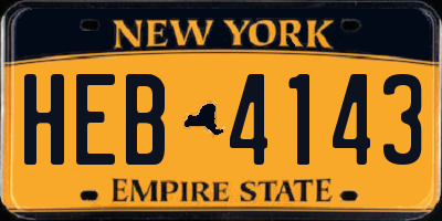 NY license plate HEB4143