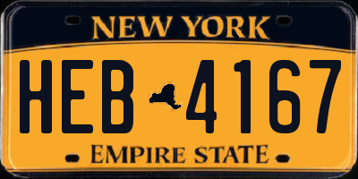 NY license plate HEB4167