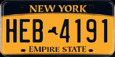 NY license plate HEB4191