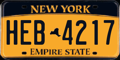 NY license plate HEB4217