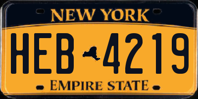 NY license plate HEB4219