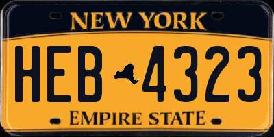 NY license plate HEB4323