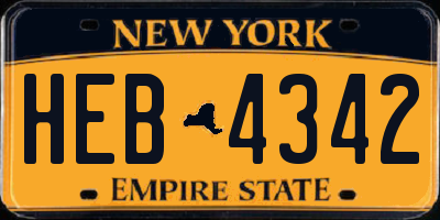 NY license plate HEB4342