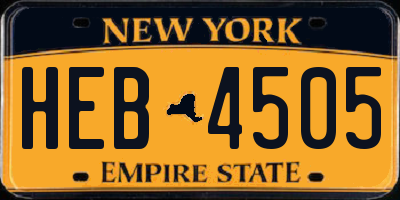 NY license plate HEB4505