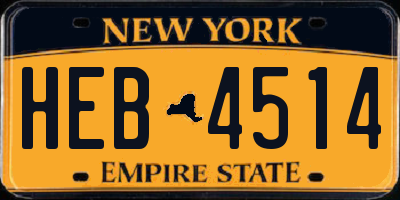 NY license plate HEB4514