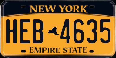 NY license plate HEB4635