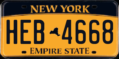 NY license plate HEB4668