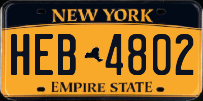NY license plate HEB4802