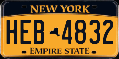 NY license plate HEB4832
