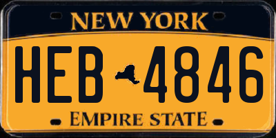 NY license plate HEB4846