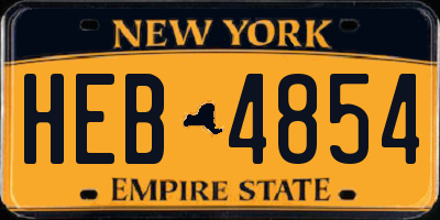 NY license plate HEB4854
