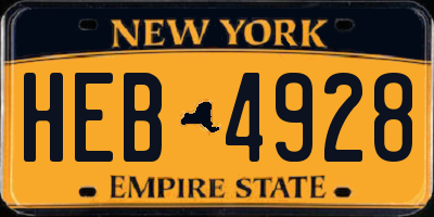 NY license plate HEB4928