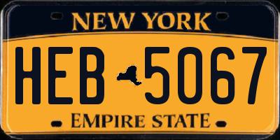 NY license plate HEB5067