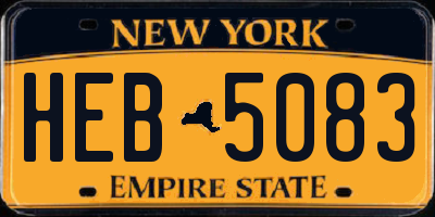 NY license plate HEB5083