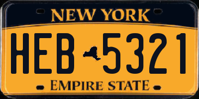 NY license plate HEB5321