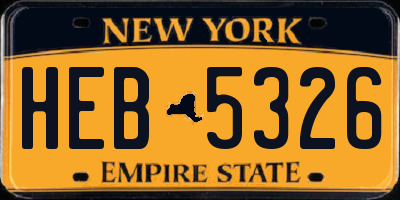NY license plate HEB5326