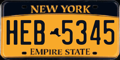 NY license plate HEB5345