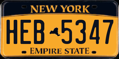NY license plate HEB5347