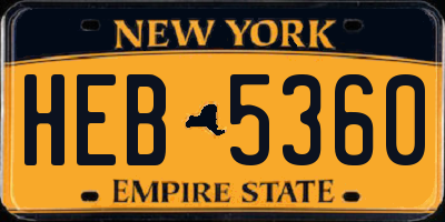 NY license plate HEB5360
