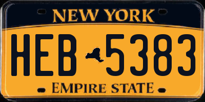 NY license plate HEB5383