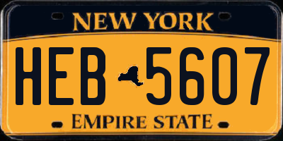 NY license plate HEB5607