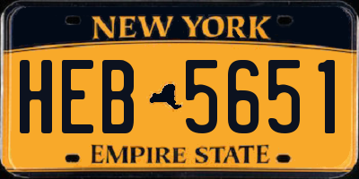 NY license plate HEB5651