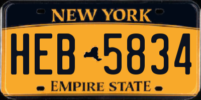 NY license plate HEB5834