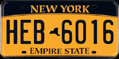 NY license plate HEB6016