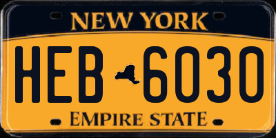 NY license plate HEB6030