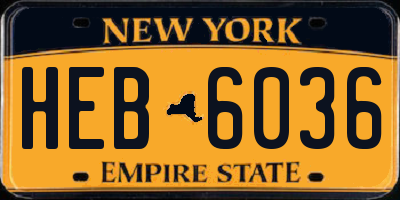NY license plate HEB6036