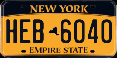 NY license plate HEB6040