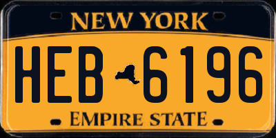 NY license plate HEB6196