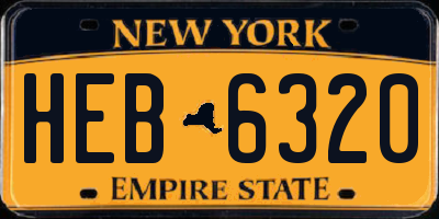 NY license plate HEB6320