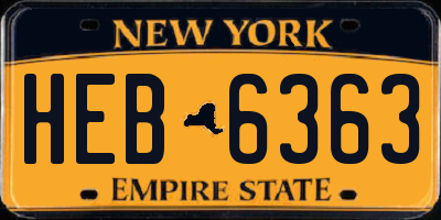 NY license plate HEB6363