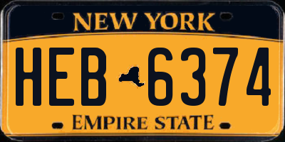 NY license plate HEB6374