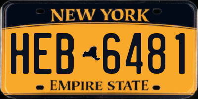 NY license plate HEB6481