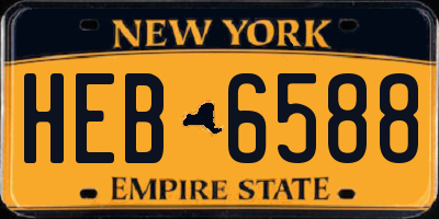 NY license plate HEB6588