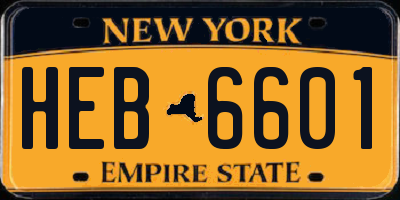 NY license plate HEB6601