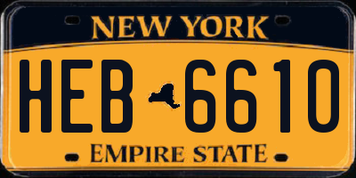 NY license plate HEB6610