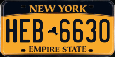 NY license plate HEB6630