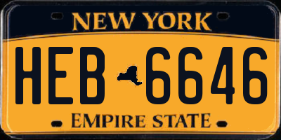 NY license plate HEB6646