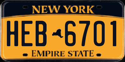 NY license plate HEB6701