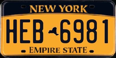 NY license plate HEB6981