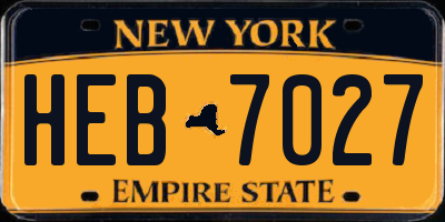 NY license plate HEB7027