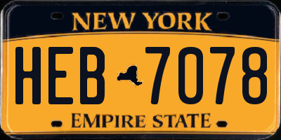NY license plate HEB7078