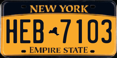 NY license plate HEB7103